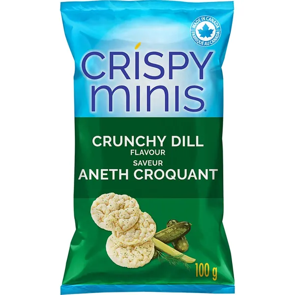 Quaker Crispy Minis Gluten-Free Crunchy Dill Flavour Rice Chips, 100 g (Pack of 12)