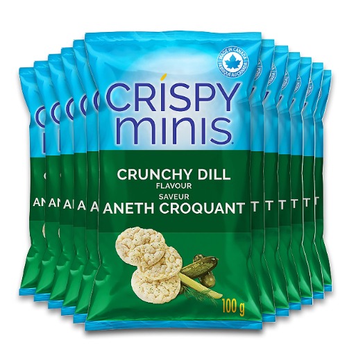Quaker Crispy Minis Gluten-Free Crunchy Dill Flavour Rice Chips, 100 g (Pack of 12) - 100 g (Pack of 12) Rice Chips Crunchy Dill