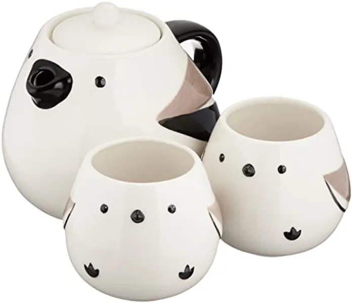 SAN3292 Cute Tableware Teapot & Tea Cup Set, Shimaenaga Parent and Child, 20.3 fl oz (600 ml), 6.1 fl oz (18