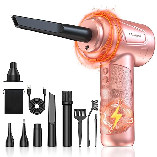 Compressed Air Duster 4.0,150000RPM Air Blower,Electric Air Duster for cleaning keyboard&PC,Air Cleaning Kit, 3 Speed Duster Cleaner with LED-Light-no Canned air dusters-car Dusters (Pink) - Pink