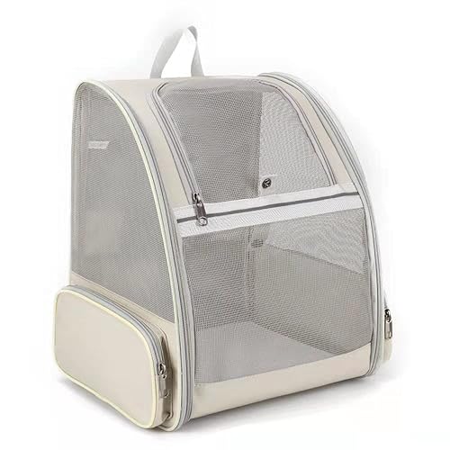 Large Cat Carrier Backpack, Pet Backpack Carrier for Small Dog Up to 16 Pounds, Breathable Vented Design Backpack for Travelling and Hiking Outdoor, White… - White
