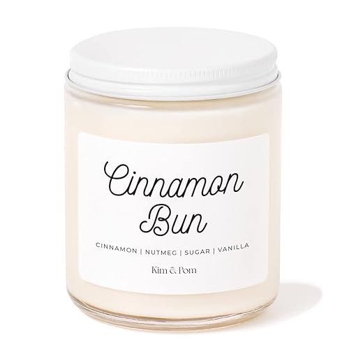 Kim and Pom Cinnamon Bun Candle, Made in Canada, Fall Candles, Soy Wax Candle - Cinnamon Bun
