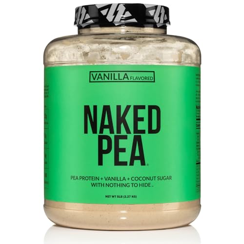 NAKED Pea - Vanilla Pea Protein - Pea Protein Isolate from North American Farms - 5lb Bulk, Plant Based, Vegetarian & Vegan Protein. Easy to Digest, Non-GMO, Gluten Free, Lactose Free, Soy Free - Vanilla - 5 Pound (Pack of 1)