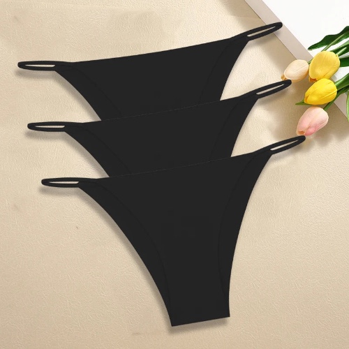 Seamless Panties Ultra-thin Underwear Low Rise - Black / M