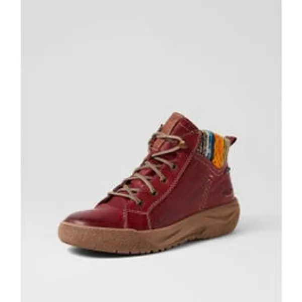 Alina 52 Bordeaux Kombi Leather Lace Up Boots