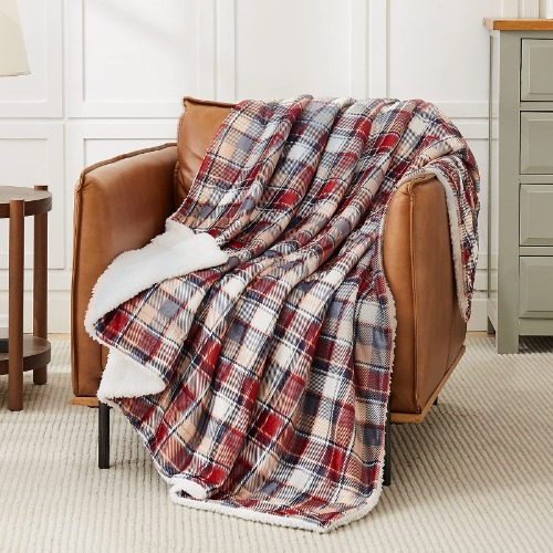 L'AGRATY Sherpa Fleece Blanket Plaid Blanket Super Soft Blankets & Throws for Couch, Warm Plush Throw Blanket for Chair Sofa, Fuzzy Cozy Blanket Brown, 60 x 70 inches