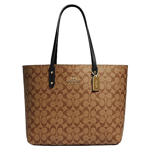 Coach Womens Signature Town Tote - One Size - Khaki Black