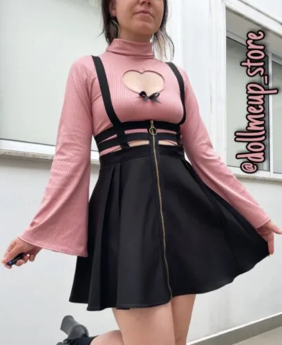 Saia cage 2 tiras com ziper argola