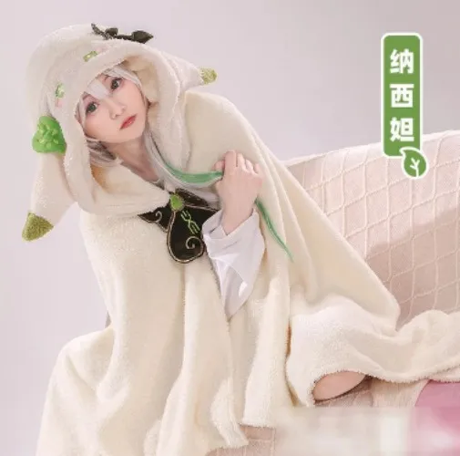 Genshin Impact Cosplay Cloak Blanket, Warm Fleece Pajamas, Unisex Homewear, Pajamas, Wanderer Hoodie, Zhongli, Hutao, Kaeya