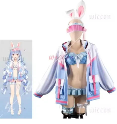  Hololive JP Usada Pekora Swimsuit Outfit Cosplay Costume and Wig