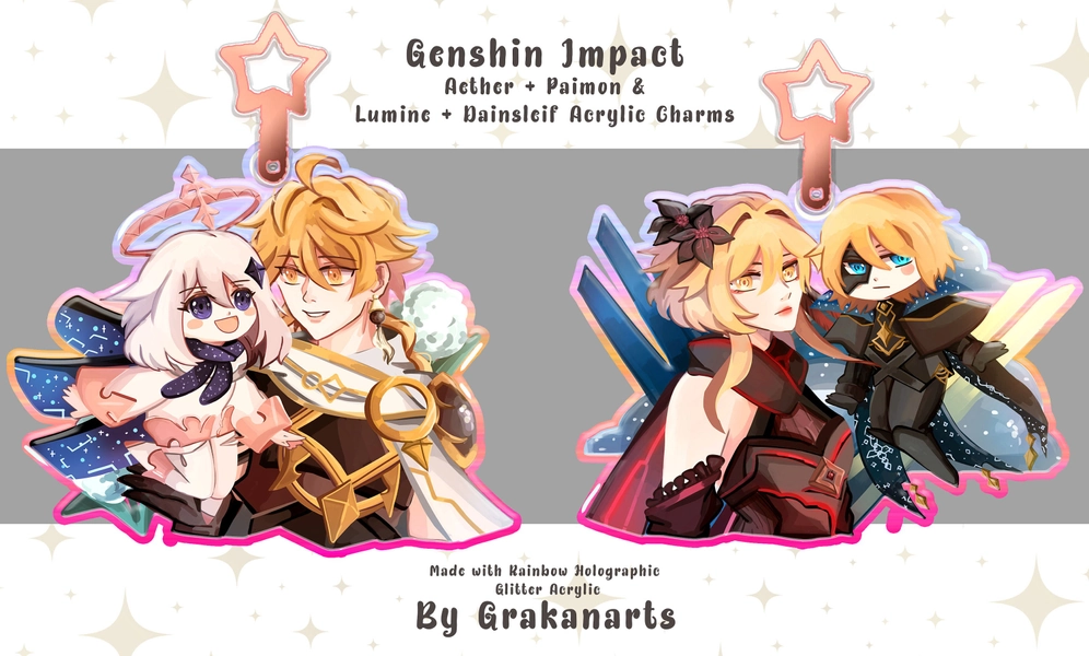 LIMITED QUANTITY Genshin Impact Aether and Lumine Acrylic Charms