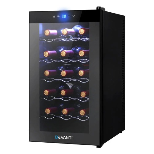 Devanti Wine Cooler Mini Fridge Organiser Compressor Fridges Tools & Gadgets Rack 18 Bottles Storage Cellar Coolers Bucket Beverage Chiller Bar Drink Dispenser Ice Chest Soda Compact Refrigerator - 18 Bottles - 18 - Black
