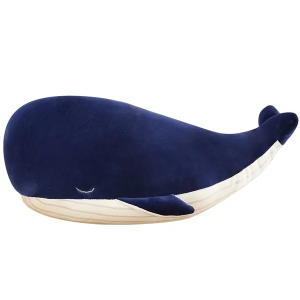 MUPI Down Cotton Soft Simulation Big Blue Whale Dolphin Doll Plush Toy Cushion Pillow (85CM) - 85CM