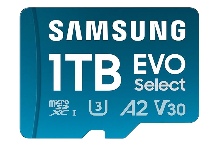 SAMSUNG EVO Select microSDMemory Card + Adapter, 1TB microSDXC, Up-to 160 MB/s, 4K UHD, UHS-I, C10, U3, V30, A2, for Mobile Phone, Smartphones, Nintendo-Switch, and Tablets (MB-ME1T0SA/AM) - 1TB - New Generation - up to 160 MB/s