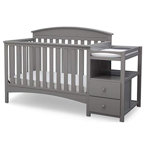 Delta Children Abby Convertible Crib and Changer, Grey - Grey - Crib + Changing Pad