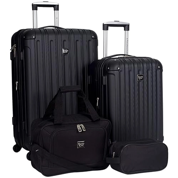 Travelers Club Midtown Hardside Luggage Travel, Black, 4-Piece Set
