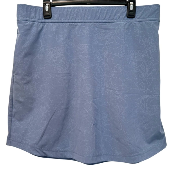 Eddie Bauer Lightweight Blue Skirt With Pockets Floral Graphic Elastic Waist 36"