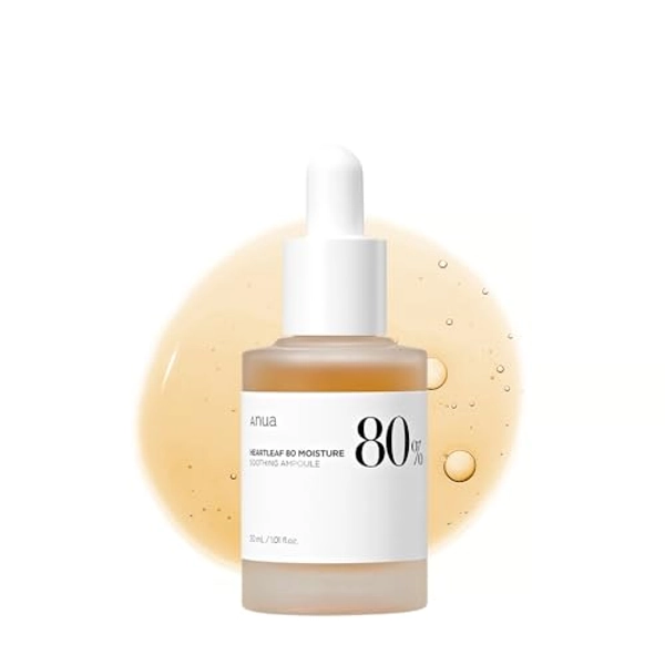 ANUA Heartleaf 80% Soothing Ampoule 30ml / 1.01 fl.oz. | face skin calm serum hydrating panthenol B5 calming treatment essence for combination, sensitive, normal skin, Korean Skincare