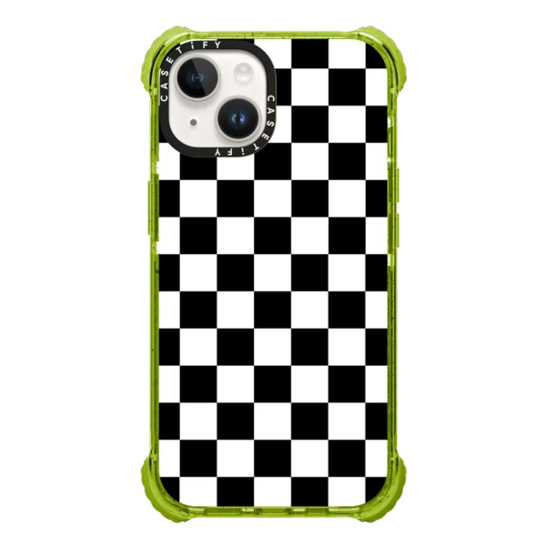 Ultra Impact iPhone 14 Case - Black White Check Checkerboard Chess Board Two Tone Ska Pattern