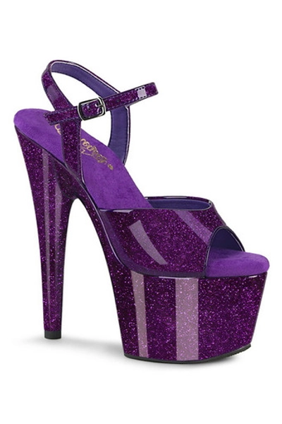 Purple Glitter 7" Heel Platform Ankle Strap Sandal