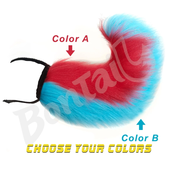 Two-Tone Pup Show Tail Sleeve – Custom Dual-Color Fur Cover for Silicone Show-Tails
