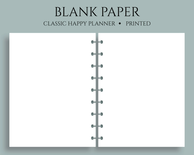 Blank Paper Inserts, Plain Filler Paper ~ Classic Happy Planner / 7" x 9.25" Discbound