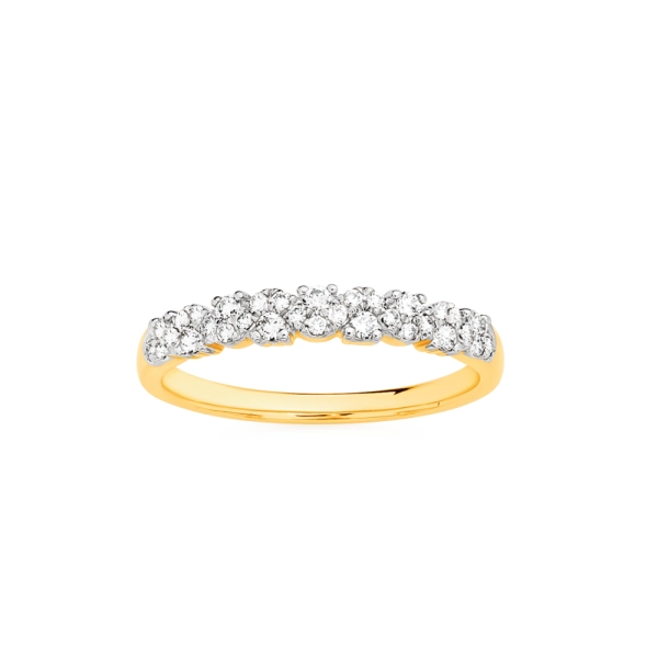 9ct Gold Diamond Wave Band