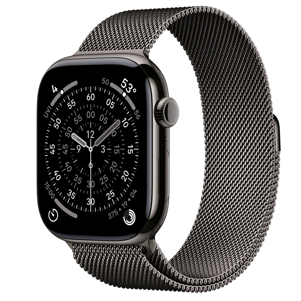 Apple Watch Series 11 GPS + Cellular, 46mm Slate Titanium Case with Slate Milanese Loop - M/L