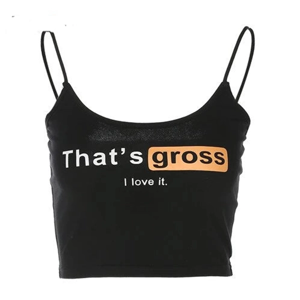 'That's Gross' Black Crop Top