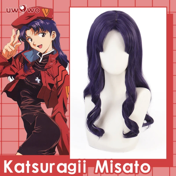 Uwowo Anime Neon Genesis Cosplay Katsuragi Misato Wig Long Purple Hair