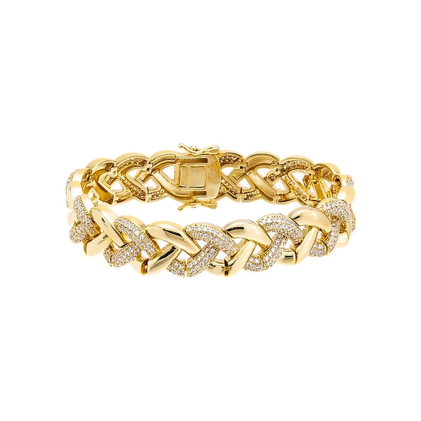 Solid/Pave Braided Chain Bracelet