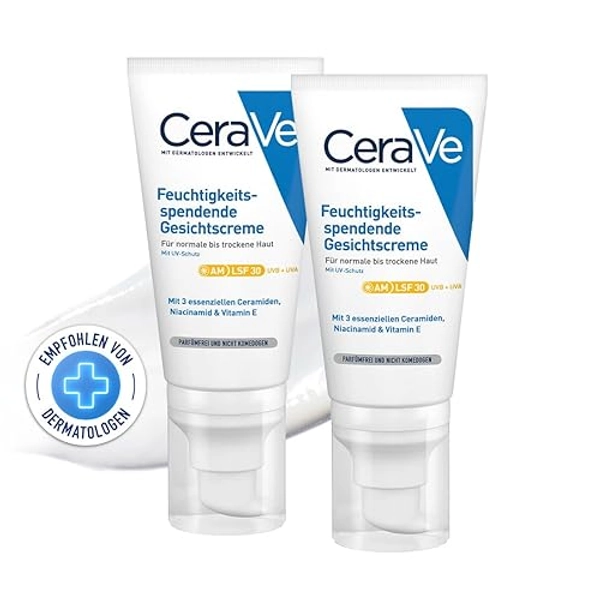 CeraVe Feuchtigkeitsspendende Gesichtscreme mit hydratisierende Tagescreme mit Lichtschutz für normale bis trockene Haut