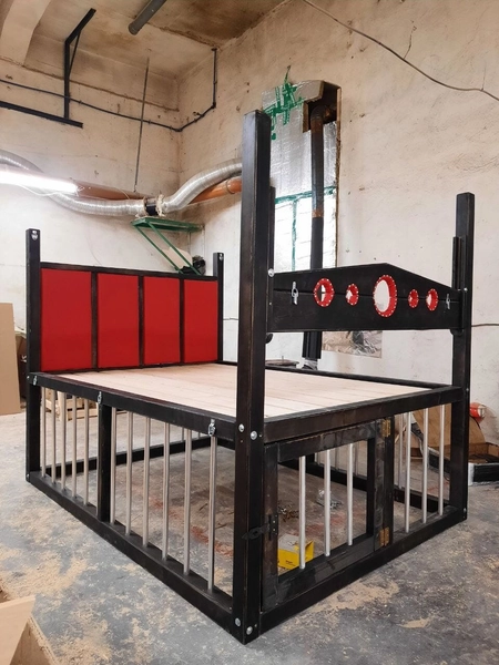King sized BDSM Inspired Wooden Bed with Restraining Options - Unique Adult Play Furniture,