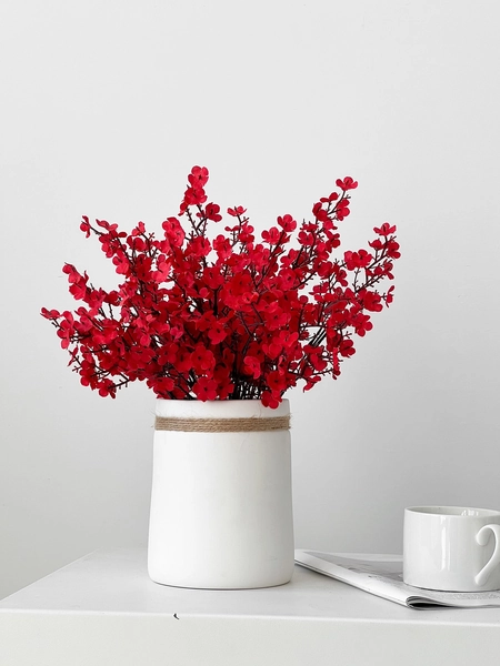 1pc/3pcs Plastic Artificial Flower Bouquet, Cherry Blossoms Artificial Flowers Baby's Breath,Modern Artificial Flower Bundle For Home Decor,Fake Plants,Fall Decor,Room,Desk,Garden Decor,Room Decoration Stuff, Valentine Day, Gift Gifts Birthday Graduation