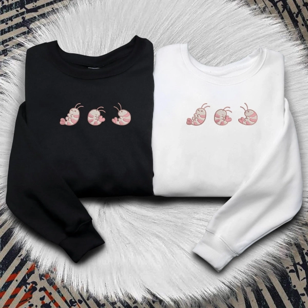 Shrimp Embroidered Sweatshirt Cute Shrimp Sweatshirt Embroidered Crewneck Sweatshirt Gifts