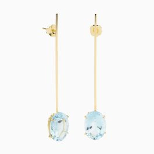 RABAT Long yellow gold earrings with topaz gems 19.5 Ct