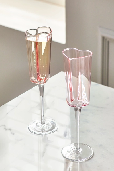 Pink Set of 2 Heart Champagne Flutes Set of 2 Flute Glasses