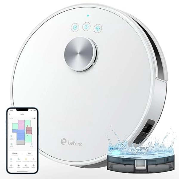 Lefant M1 Robot Vacuum and Mop, LiDAR Navigation, 4000Pa Suction, 150 Min Runtime, Self-Charging Robot Vacuums, Multi-Floor Mapping, No-Go Zones, Smart Mapping for Pet Hair, Carpet, Hard Floor