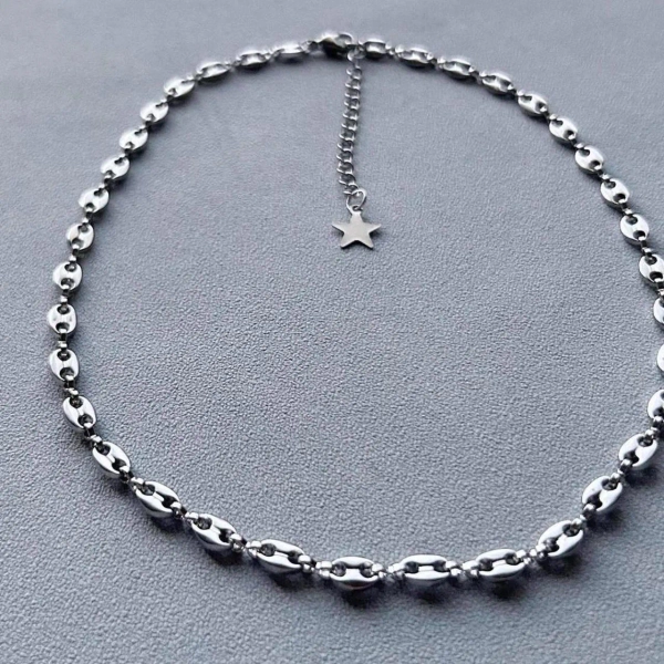 Stainless Steel Dainty Coffee Bean Chain Choker Layering Necklace • Jewelry