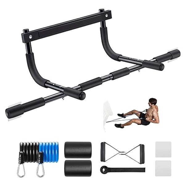 Ally Peaks Pull Up Bar for Doorway | Thickened Steel Max Limit 440 lbs Upper Body Fitness Workout Bar| Multi-Grip Strength for Doorway | Indoor Chin-Up Bar Fitness Trainer for Home Gym Portable
