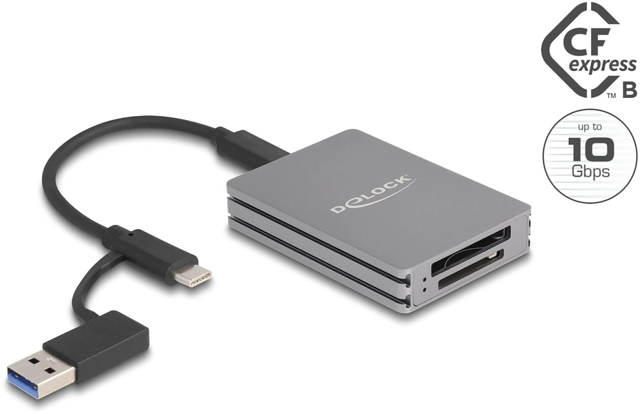 Delock Card Reader für SD und CFexpress Typ B (USB 3.2 Gen 2, USB-C)