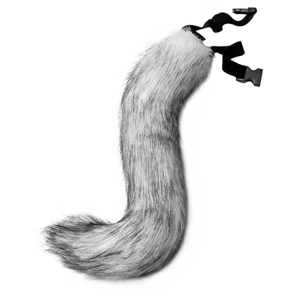 Anbiliwobo Fluffy Faux Fur Fox Therian Tail Wolf Animal Tail Costume for Cosplay Accessory Party