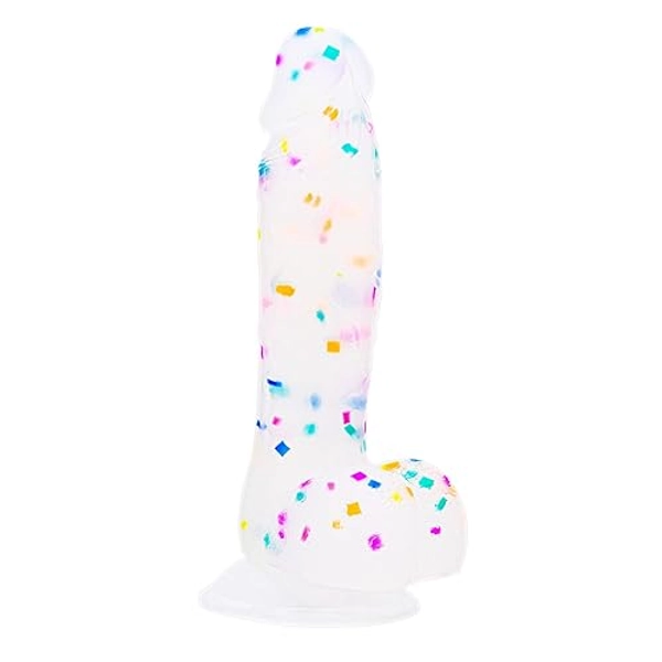 Realistic Clear Dildo for Beginners, 7.6 Inch Silicone Thick Dildo with Strong Suction Cup for Vagina & Anal Play, Adult Sex Toy for Women Masturbation