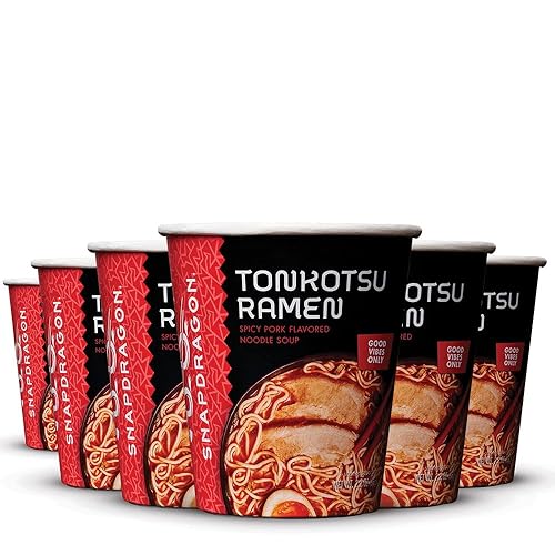 Snapdragon Spicy Tonkotsu Ramen Cups | Rich Pork Flavor Broth With Authentic Ramen Noodles and Chili Garlic Oil | Authentic Flavors | Kyushu-Style | 2.2 oz (6 Pack)