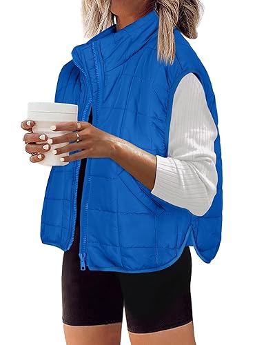 Zeagoo Womens Puffer Vest Ladies Sleeveless Zip Up Outerwear Warm Puffer Lightweight Down all Winter Jackets Coats 2024 - Blue - Medium
