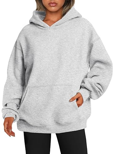 EFAN Womens Hoodies Oversized Sweatshirts Pullover Fleece Sweaters Long Sleeve Winter Fall Outfits Fashion Y2k Clothes - Large - Grey