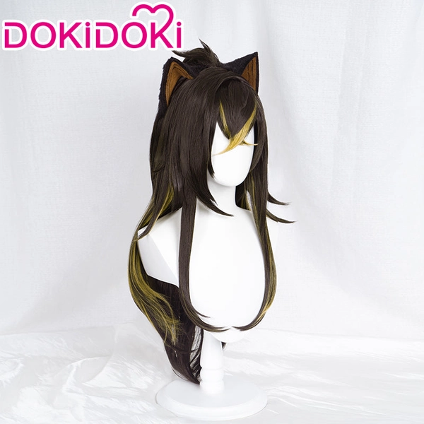【Ready For Ship】DokiDoki Game Genshin Impact Cosplay Dehya Cosplay Wig / Earring /Ear Sumeru Long Brown | Wig & Headband Ears With Free Earring