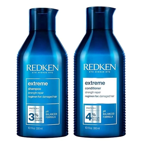 REDKEN Extreme Shampoo and Conditioner, For Damaged Hair, Repairs Strength & Adds Flexibility