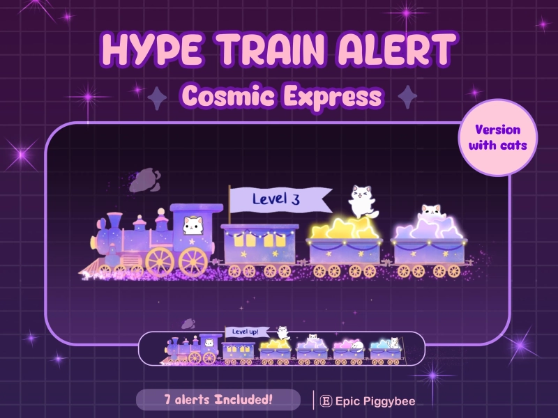 Cat Cosmic Hype train alert for twitch streaming 