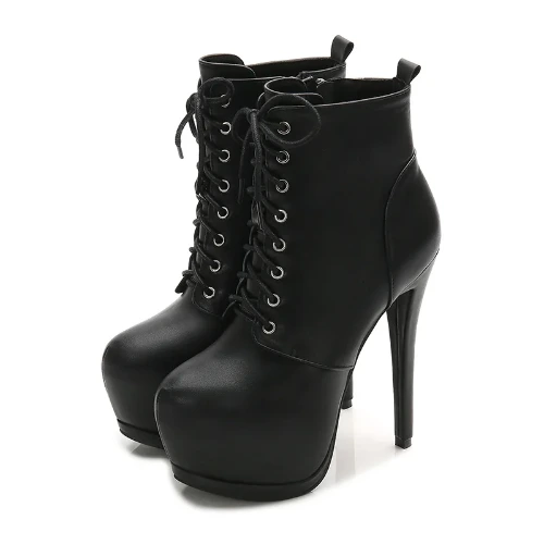Bottines Sexy À Talons Hauts Et Plate-forme Pour Femmes, Bout Rond, En Cuir, Noires, Chaussures De Fête, Nouvelle Collection Automne 2022 - Vulcaniser Chaussures De Femmes - AliExpress